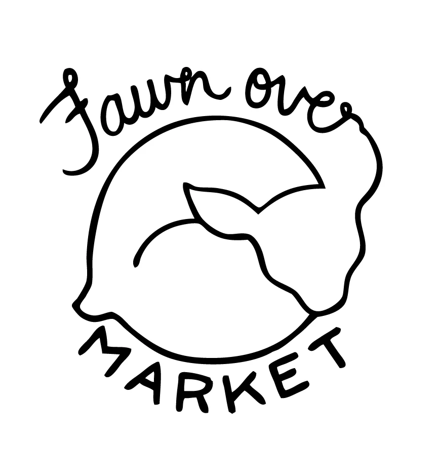Fawn Over Market logo: a hand-drawn fawn