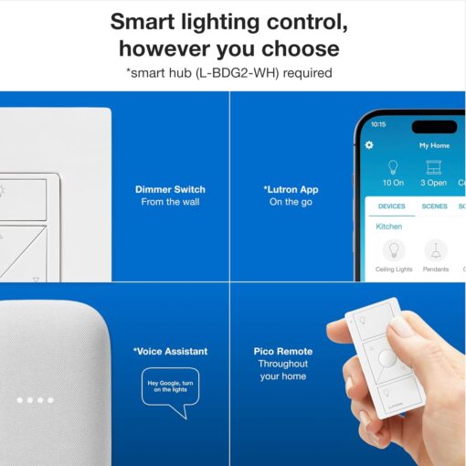 Lutron Caséta Wireless Smart Lighting Dimmer Switch Starter Kit - Image 4