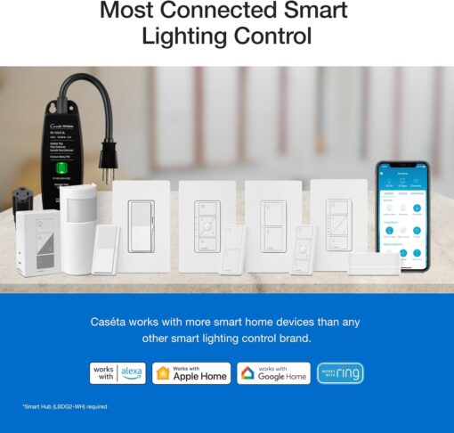 Lutron Caséta Wireless Smart Lighting Dimmer Switch Starter Kit - Image 5