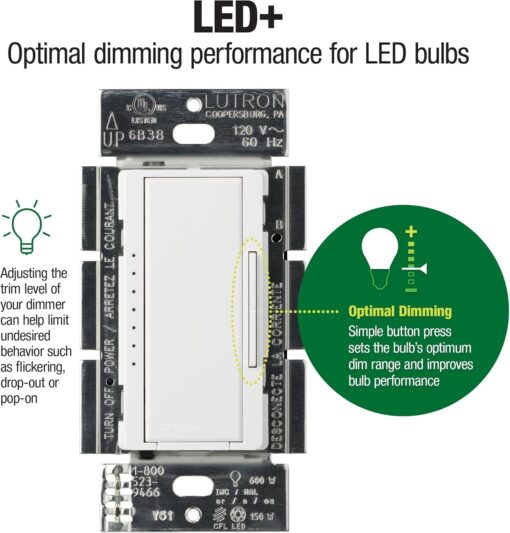 Lutron Maestro LED+ Dimmer Switch - Image 2