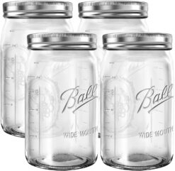 Camdeposu Wide Mouth Mason Jars 32 oz - (4 Pack)