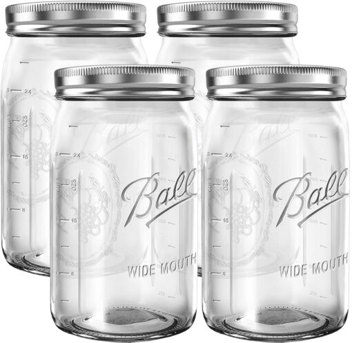Camdeposu Wide Mouth Mason Jars 32 oz - (4 Pack)