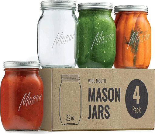 Camdeposu Wide Mouth Mason Jars 32 oz - (4 Pack) - Image 3