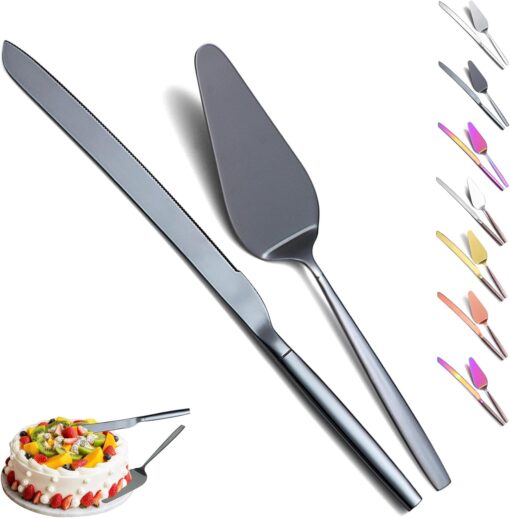Evanda Black Wedding Cake Knife and Server Set