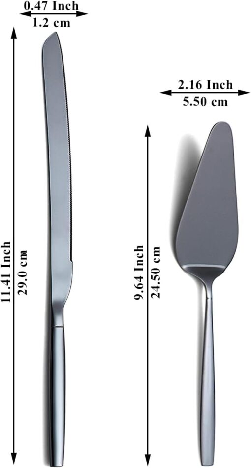Evanda Black Wedding Cake Knife and Server Set - Image 2