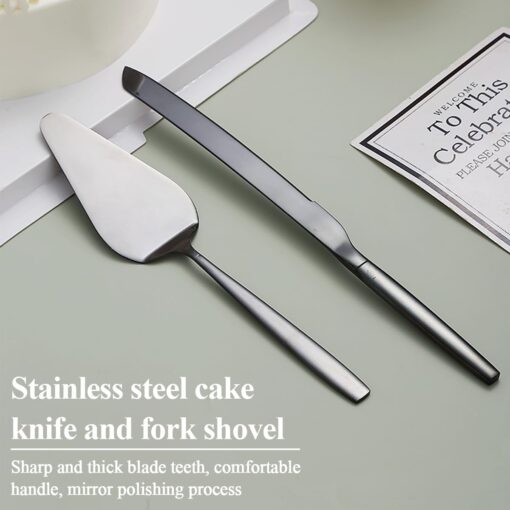 Evanda Black Wedding Cake Knife and Server Set - Image 3