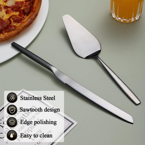 Evanda Black Wedding Cake Knife and Server Set - Image 4