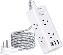 Power Bar with 3 USB Ports & 5 Ft Extension Cord