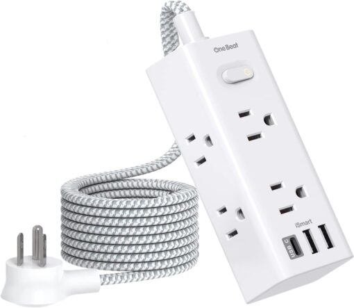 Power Bar with 3 USB Ports & 5 Ft Extension Cord