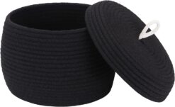 Sea Team Round Cotton Rope Storage Basket with Lid