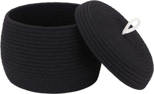 Sea Team Round Cotton Rope Storage Basket with Lid
