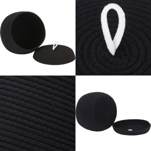 Sea Team Round Cotton Rope Storage Basket with Lid - Image 4