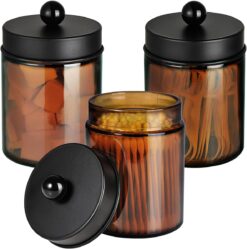 Amber Glass Apothecary Jar with Metal Lids