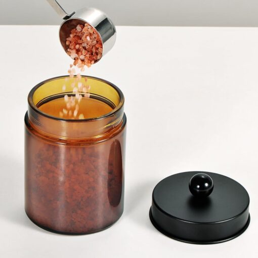 Amber Glass Apothecary Jar with Metal Lids - Image 2