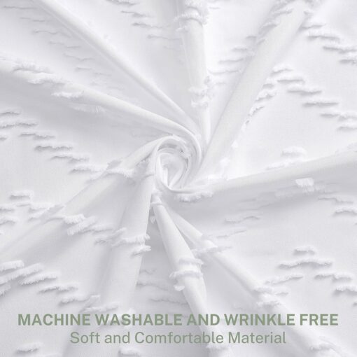 Extra Long White Boho Shower Curtain with Tassel - Image 2