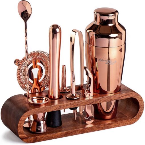 Mixology 10-Piece Copper Bar Set Cocktail Shaker Set