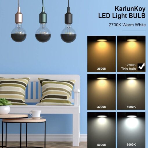 Karlunkoy LED Black Tipped Globe Edison Bulbs - Image 4