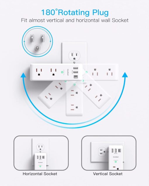 Surge Protector Outlet Extender with Rotating Plug - Image 2