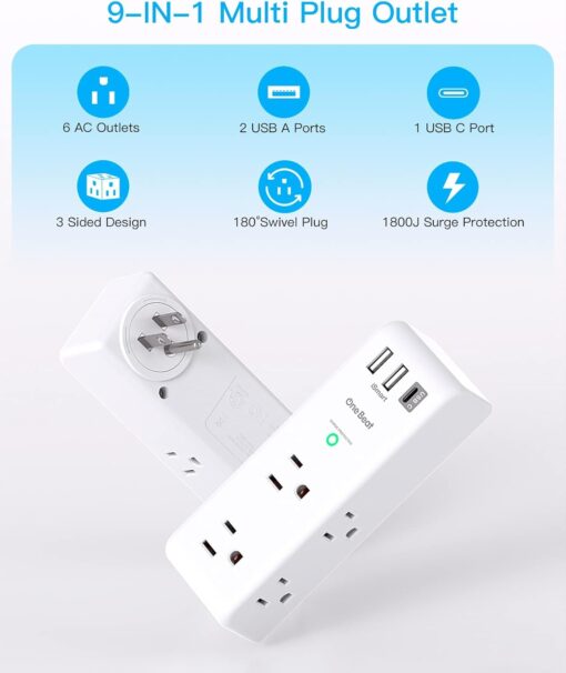 Surge Protector Outlet Extender with Rotating Plug - Image 3