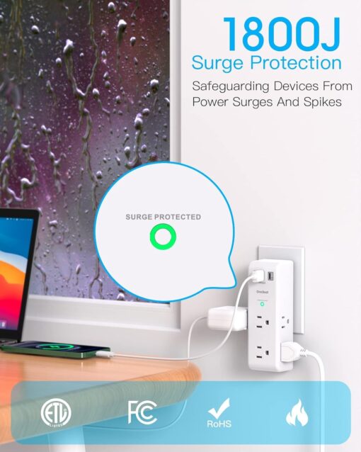 Surge Protector Outlet Extender with Rotating Plug - Image 5