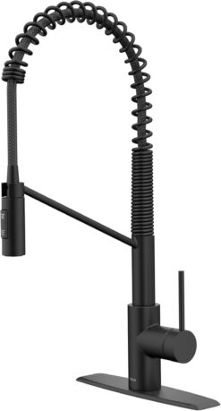 KRAUS Oletto Commercial Style Pull-Down Single Handle Kitchen Faucet in Matte Black