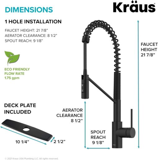 KRAUS Oletto Commercial Style Pull-Down Single Handle Kitchen Faucet in Matte Black - Image 5