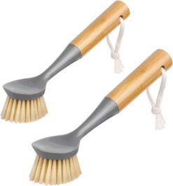 MR.SIGA Dish Brush with Bamboo Handle - Pack of 2