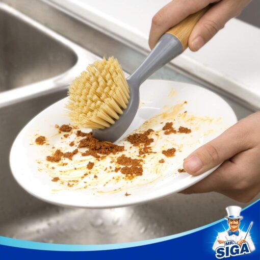 MR.SIGA Dish Brush with Bamboo Handle - Pack of 2 - Image 2