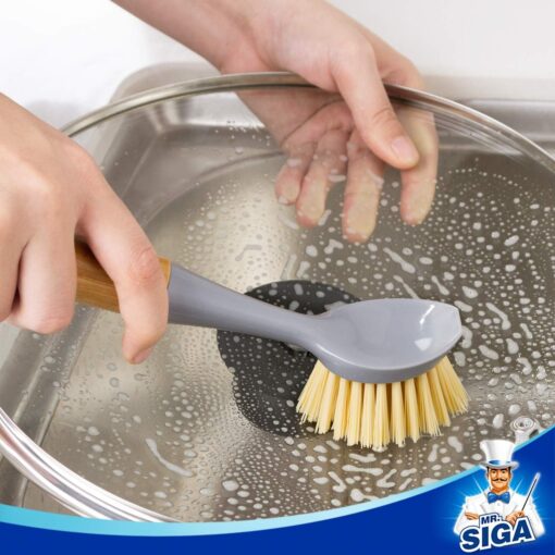 MR.SIGA Dish Brush with Bamboo Handle - Pack of 2 - Image 3