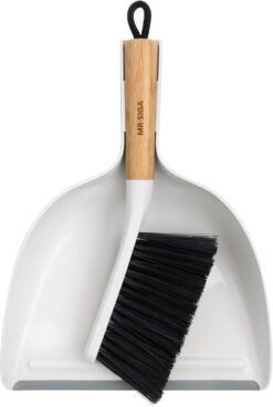 MR.SIGA Dustpan and Brush Combo with Bamboo Handle