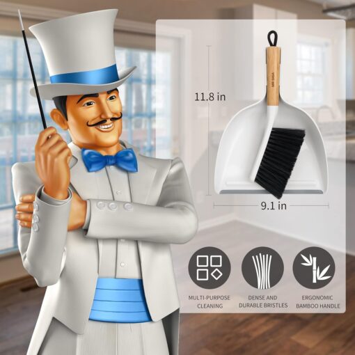 MR.SIGA Dustpan and Brush Combo with Bamboo Handle - Image 2