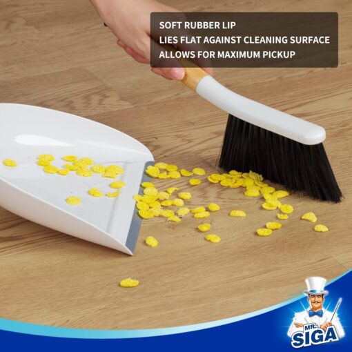 MR.SIGA Dustpan and Brush Combo with Bamboo Handle - Image 3