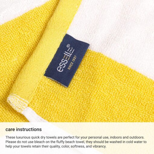 ESSELL Cabana Stripe Beach Towel Set - Yellow - Image 3