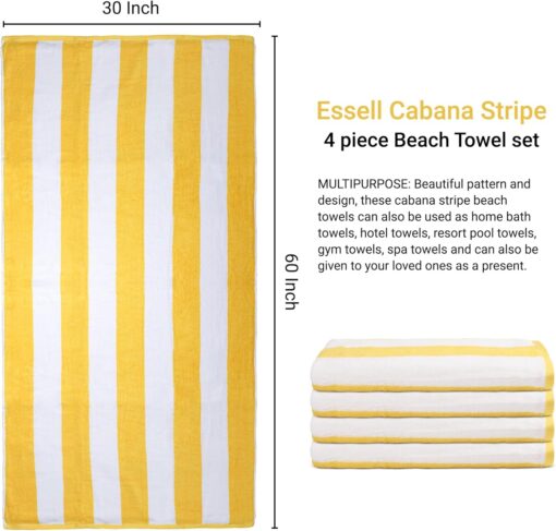 ESSELL Cabana Stripe Beach Towel Set - Yellow - Image 4