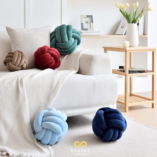 Sioloc Soft Knot Ball Pillow - Brown - Image 2