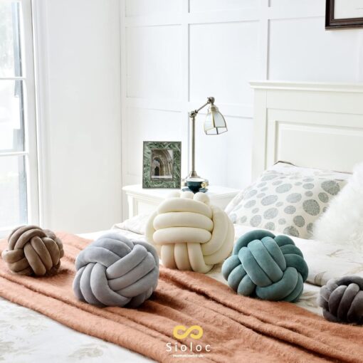 Sioloc Soft Knot Ball Pillow - Brown - Image 3