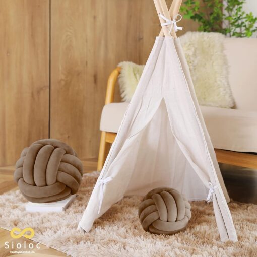 Sioloc Soft Knot Ball Pillow - Brown - Image 5