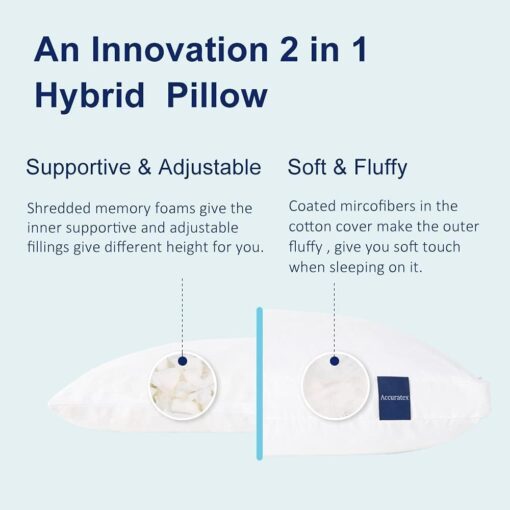 ACCURATEX Hybrid Shredded Memory Foam Pillows - 2 Pack - Image 3