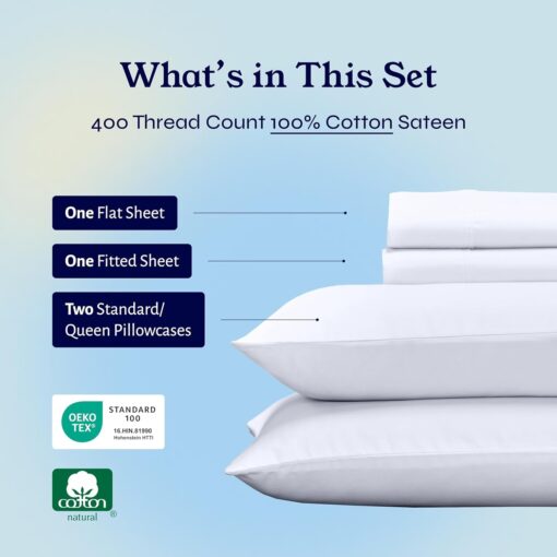 California Design Den 100% Cotton Deep Pocket Sateen Sheets - Image 3