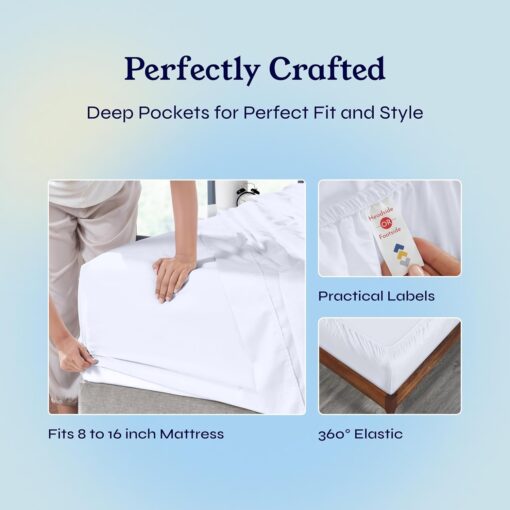 California Design Den 100% Cotton Deep Pocket Sateen Sheets - Image 4