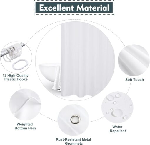 Beneyhome Long Fabric Shower Curtain Liner - Image 2