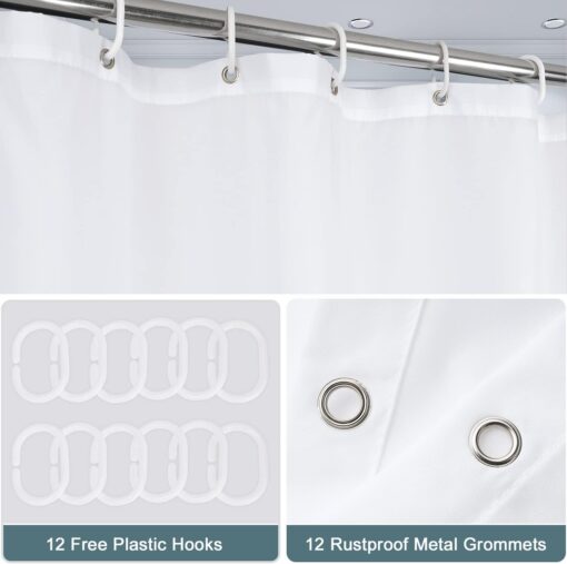 Beneyhome Long Fabric Shower Curtain Liner - Image 3