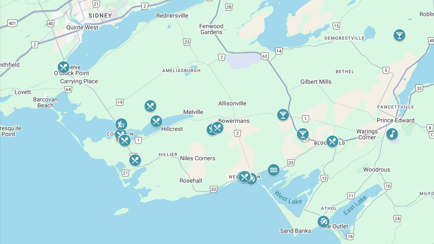 Screenshot of a custom Google map